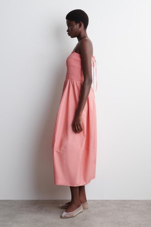 COS Women's Vestido Midi Fruncido in Rosa