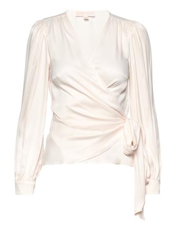 Viscose Wrap Top Bluse Langermet Hvit Michael Kors