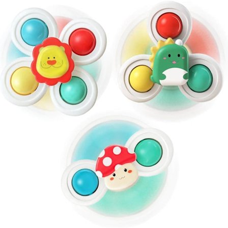 3-pak - Fidget Spinner med sugekop til børn - Snurrende legetøj Fidget & Badelegetøj Gave_TF_TF