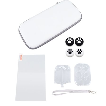 Harmaa kannettava ohut kantolaukku Switch OLED -pelikonsolille, matkasäilytys, suojalaukku karkaistulla lasikalvosetillä