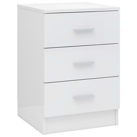 Vidaxl Sängbord Vit Högglans 38x35x56 Cm Konstruerat Trä Vit