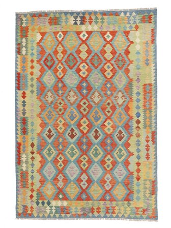 Alfombra Oriental Kilim Afghan Old Style 203X292 Amarillo Oscuro/Naranja (Lana, Afganistán)