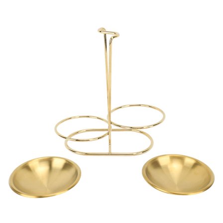 Vertikal supeløffeholder Skedestativ rustfritt stål Enkel tilgang Kjøkkenutstyr Stativ for kjøkken Kjøkkenutstyr Hot Pot Golden med 2 tallerkener