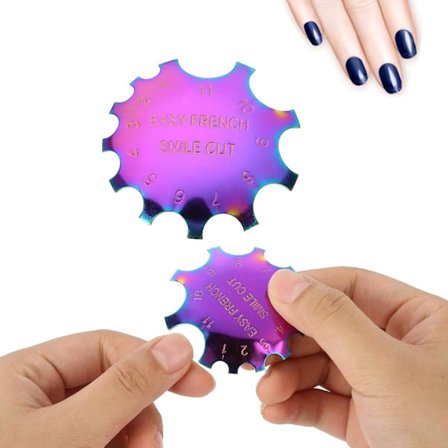 Farverig fransk neglekunst skabelon i rustfrit stål, manicure, nem fransk smilelinje, skærekantstrimmer, neglekunst skabelonværktøj