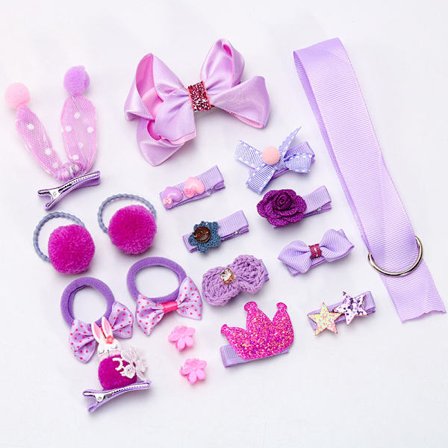#18 stk Jentehårtilbehørsett Rosa Sløyfer Hårbånd Baby Hårklipp for Jenter#