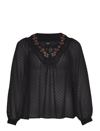Mvula, L/S, Blouse Bluse Langermet Svart Zizzi*Betinget Tilbud