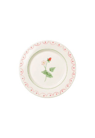 Pick A Poppy Cottage Flower Wild Strawberry Assiett - 22x22 Cm Glas & porslin Röd 22cm