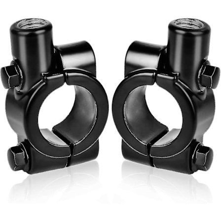 2 stk. Motorcykel Spejlbeslag Kompatibel 22mm Styr Montering - Kompatibel 10mm Sidespejl, Aluminium (sort) -