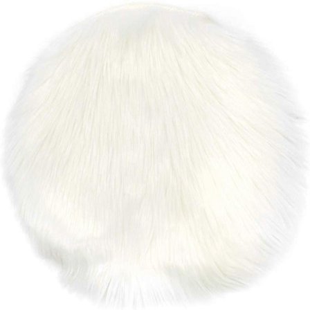 Laadukas pehmeä pyöreä keinotekoinen lampaantalja istuintyyny tuolinpäällinen muhkea matto makuuhuoneeseen, 14" X 14", valkoinen