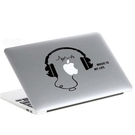 Hörlurar strömbrytare vinyl väggdekor svart