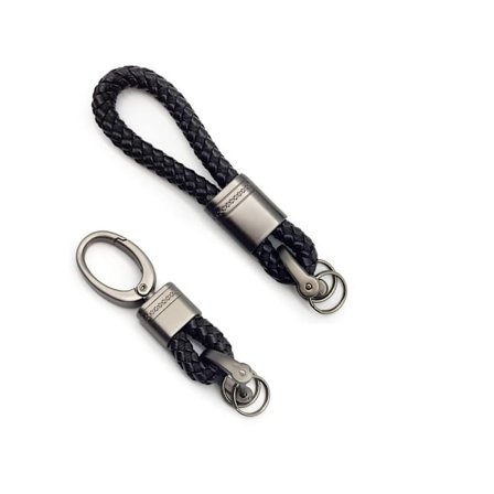 2 kpl musta punottu nahkainen avaimenperä avainrengas auton lisävarusteet