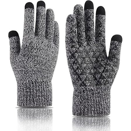 Vinter Stickade Handskar, Herr Dam Touchscreen Kallväder Handskar, Full Finger Mjuka Varma Anti Slip Handskar för Vandring