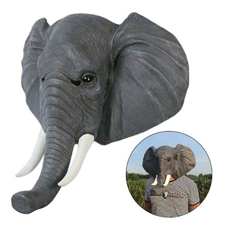 Halloween Elefant Latex Mask Huvudbonad Rolig Realistisk Djur Mask Elefant Kostym Mask