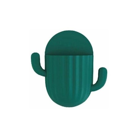 Sød kaktus tandbørsteholder vægklistermærke barbermaskineholder holder køkken badeværelse tandbørste opbevaring vægmonteret holder 1 stk mørkegrøn