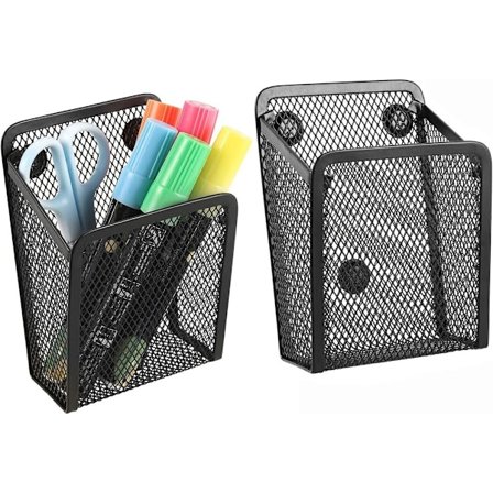 Magnetisk penholder 2 rum net rustfrit stål rektangulær penholder 2-pak