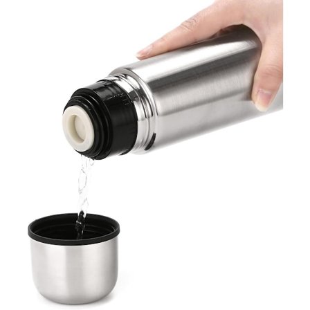 Dobbeltvægget vakuumisoleret vandflaske 500 ml, lækagesikker 24 timers varm og kold vandflaske, slidstærkt rustfrit stål indvendigt og udvendigt, sølv