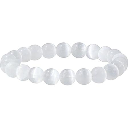 Krystallarmbånd, 8mm Naturlige Edelstensperler Armbånd, Helbredende Krystallarmbånd for Kvinner og Menn Selenite