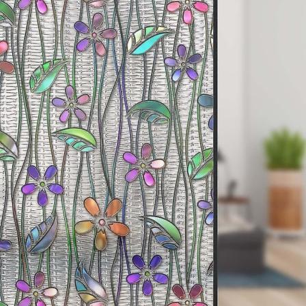 Blomster Vindusfilm, Personvernfarget Glassklistremerke, Selvklebende Skygge Hjem Dekal