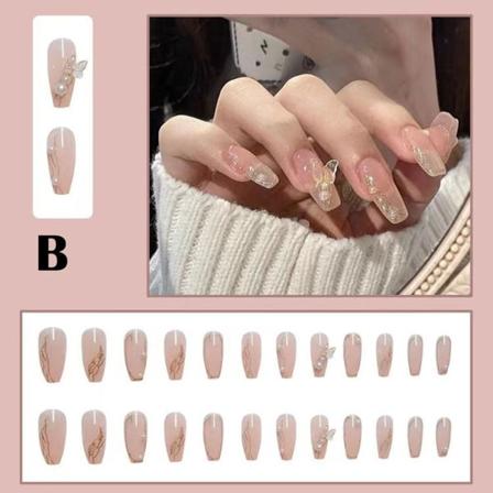 24st Fake Nails Set med lim Långa naglar Skönhet DIY Nail Art Ar 2 one-size