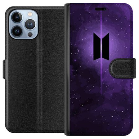 Kompatibel Tegnebogsetui til Apple iPhone 13 Pro Max BTS-logo lilla galakse kpop hær-plakat rummet stjerne himmel koreansk musik band symbol ikon desi