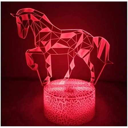 3D Hest Nattelys Bordskrive Optisk Illusjon Lamper 7 Farge Skiftende Lys LED Bordlampe Jul Hjem Kjærlighet Bursdag Barn Barn Dekor Leke Gave