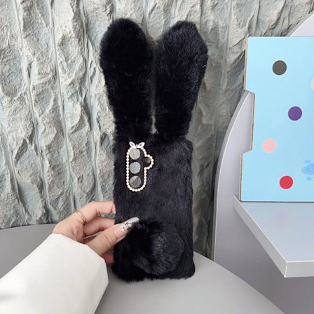 Mobilskal till Samsung Galaxy S26 / S26 Pro Plush Söt Kanin Vinter TPU - Svart