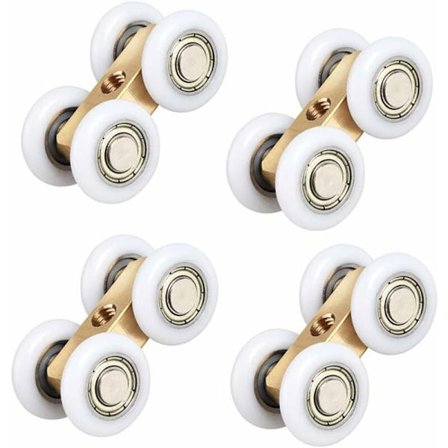 Kobber fire hjul med skruer 4 stk komplett baderom skyvedørs hengende spor kobberhjul hengende baderomsglass egnet