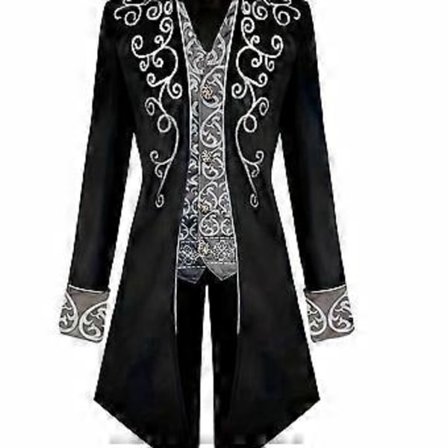 Halloween Steampunk Gotisk Broderet Viktoriansk Jakke Vintage Frakke Middelalderlig Kjole Frakke Renæssance Kostume Til Mænd (S sort)