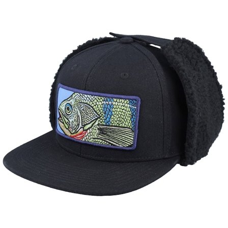 Skillfish - Schwarz earflap Cap - Big Perch Patch Vintage Black Ear Flap Snapback @ Hatstore