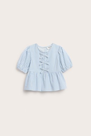 Kappahl | Bluzka z popeliny w paski Jasnoniebieski 62 | Jasnoniebieski