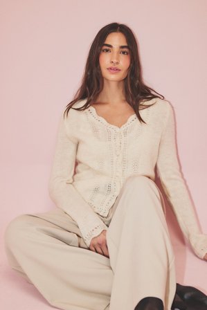 NA-KD Pull en maille pointelle de laine mélangée - Gilets - OffBlanc - S