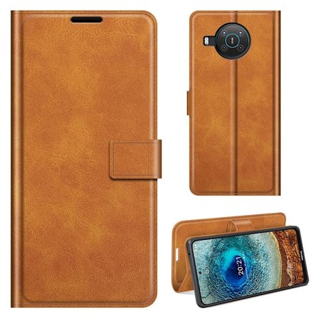 Hållbart konstläder Nokia X10 / Nokia X20 fodral med plånbok - Orange