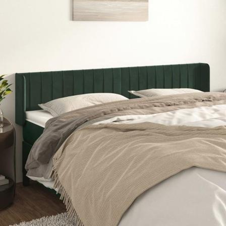 Vidaxl Huvudgavel Med Kanter Mörkgrön 183x16x78/88 Cm Sammet Grön