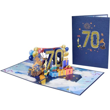 Pop-up-kort för årsdag, 3D-födelsedagskort, bröllopsdagskort (70:e)