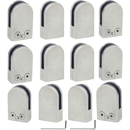 8 glasklemmer, 8-10 mm tykke, 201 rustfrit stål, justerbar glasholder.