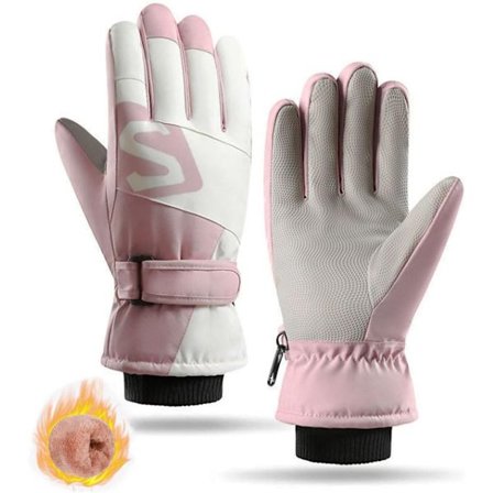 Vinterhandsker til kvinder - Touchscreen-skihandsker, vandtætte, vindtætte, varme - Kompatible med koldt vejr, sne-sport - Pink