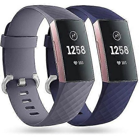 2 Pakkaus Vaihtoranneke Yhteensopiva Fitbit Charge 3 -rannekkeen / Fitbit Charge 4 -rannekkeen kanssa, klassiset urheilurannekkeet naisille ja 