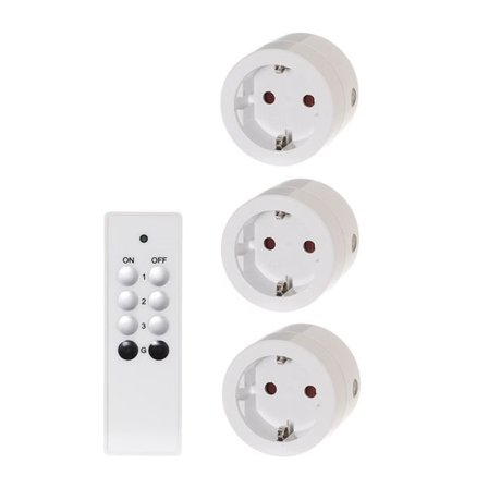 Strømuttak med fjernkontroll - 3-pakning for innendørs bruk