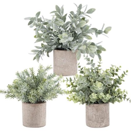 3-pak Mini Potteplanter Kunstige Plast Eukalyptus, ZQKLA