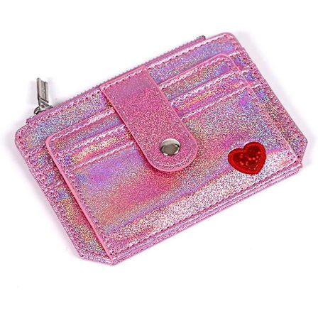Glitter Girl Liten Lommebok Rfid Blokkering Myntveske Klips Kortlommebok (Glitter Rosa)