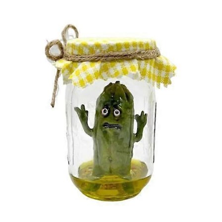Sur Grøntsagssylte Skulptur i Klar Krukke Ked Anspændt Syltet Agurk Figur Statue Hjemmekontor Skrivebord Dekoration Ornament Julegave (FMY)