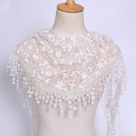 Blomma Lace Triangel Scarf Vit