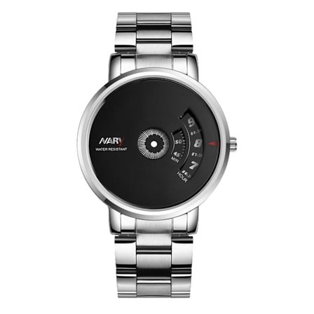 Fashionabla män Fortune Compass Sport Vattentät Quartz Watch(Black Dial Steel Band)