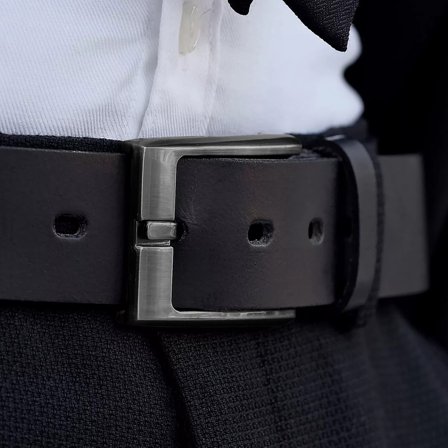 Ceinture en cuir noir texturé pour hommes - Ceintures en cuir