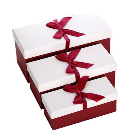 Gaveæsker til gave, gaveæsker med låg, gaveæsker med bånd til jul, fødselsdag, bryllupper osv. (rød/hvid) 2 små røde 19,5*7,7*7cm