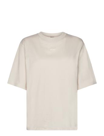 C_Enis_Small_Logo Tops T-shirts & Tops Short-sleeved Cream BOSS