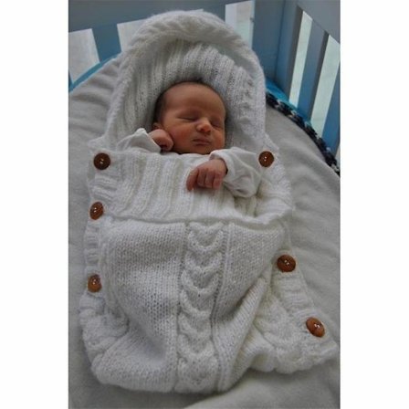 Stickad Baby Sovsäck Filt För Barnvagn Babyfotografering Med Fleece Inuti, Varm Stickad Myspåse För Spädbarn Nyfödda (YJD)-FF-