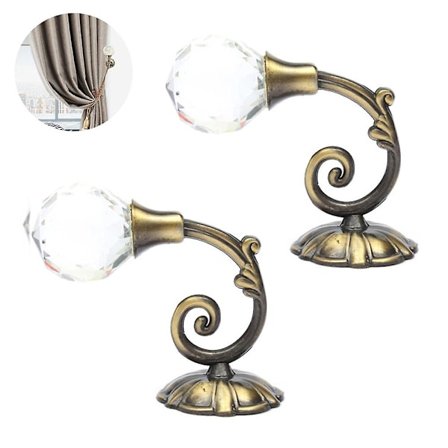 Extra stor glaskristallgardinhållare Knytväggkrok