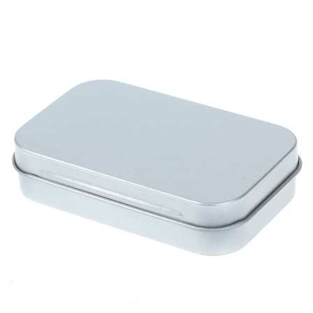 1 st plåt liten tom metall plåt Silver Flip förvaringslåda case Orga