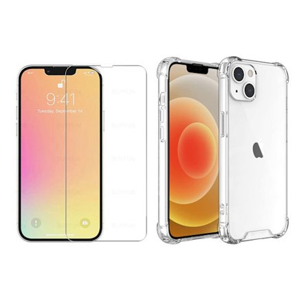 iPhone 14 Plus Stötdämpande Silikonskal med Skärmskydd